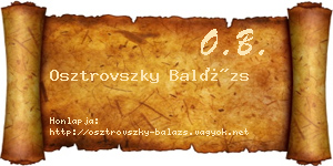 Osztrovszky Balázs névjegykártya
