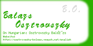 balazs osztrovszky business card